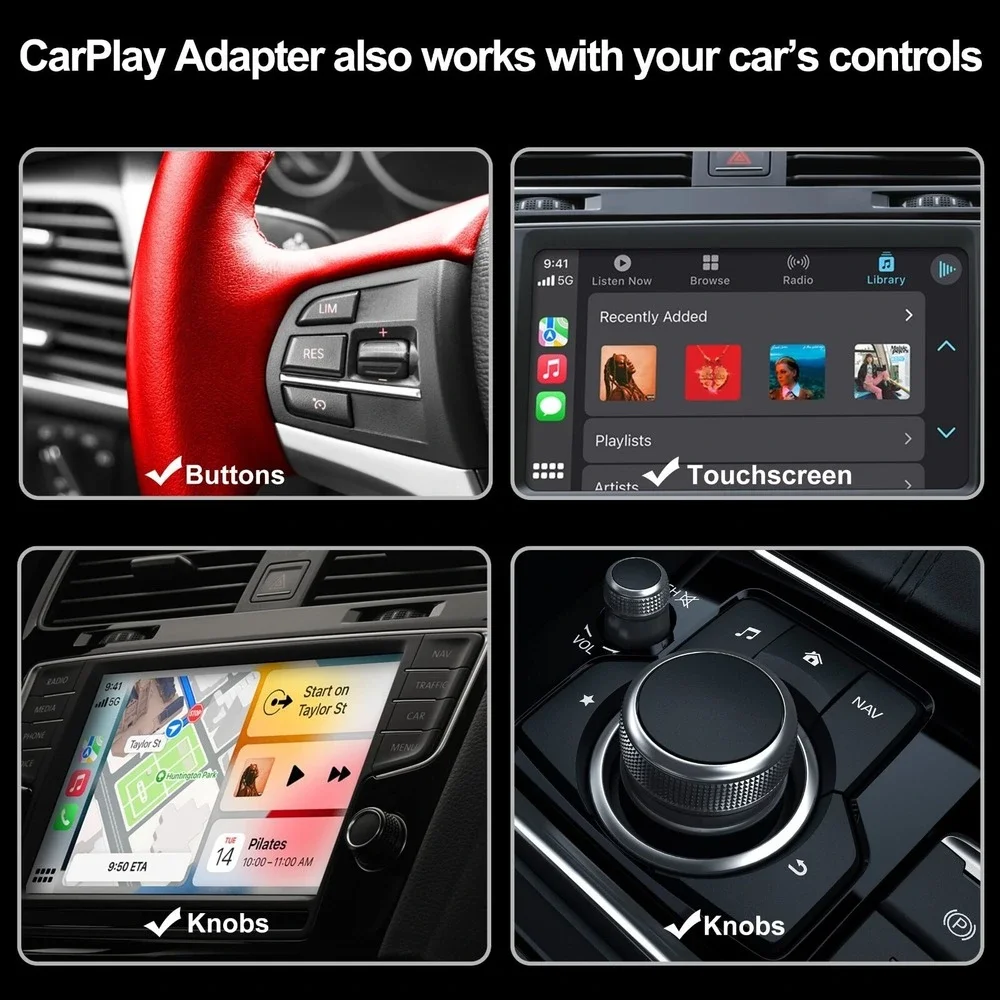 Wireless CarPlay Adapter Dongle Bluetooth 5.2 Black Tech Accessory New
